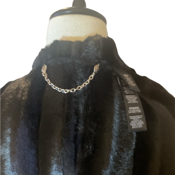 Black Label By Chico's Reversible Faux Fur Vest Womens 00 XS Open Front - Picture 8 of 11